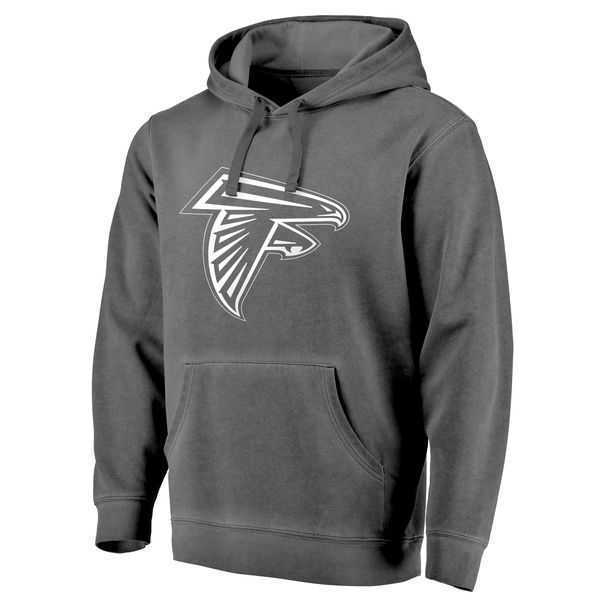 Atlanta Falcons NFL Pro Line by Fanatics Branded Black White Logo Shadow Washed Pullover Hoodie 90Hou